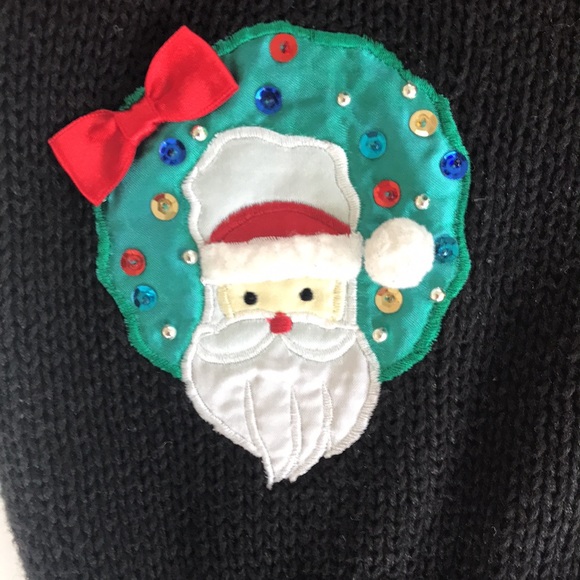 Christmas Sweater medium Tree Angel Santa GLadys Bagley Work in Progress ugly - Picture 8 of 8